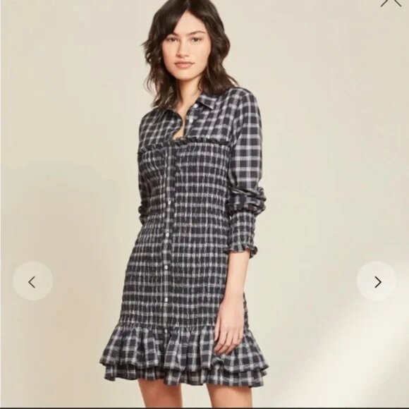 NWT Veronica Beard Kelsey Plaid Shirt Dress Sz S/4 - Picture 1 of 4